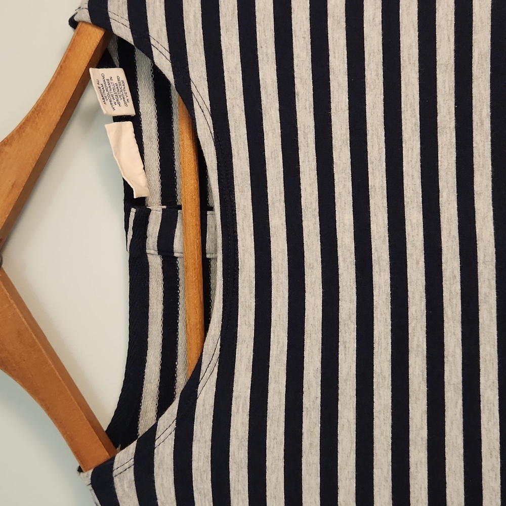 British Khaki Navy & Gray Striped T-Shirt Mini Dress – Size XS - Picture 10 of 11